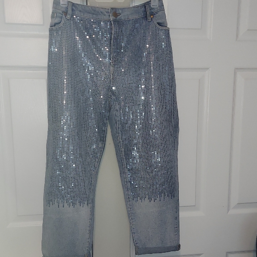 Lane Bryant Sequin Embellished Light Blue Jeans
